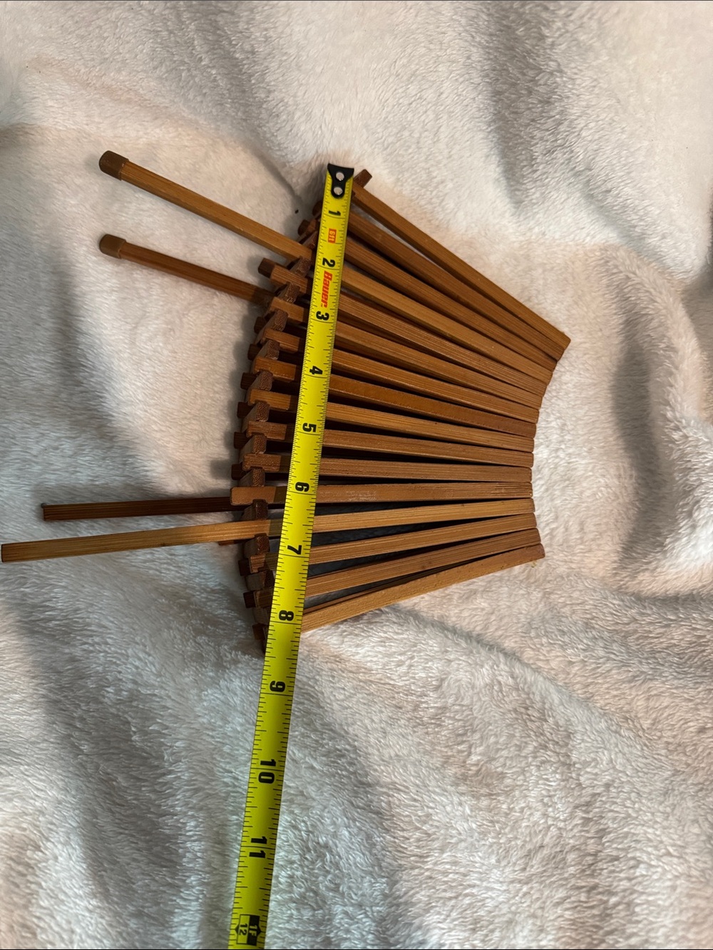 Vintage Mid-Century Slatted Wood Folding Fruit Basket - Picture 5 of 6